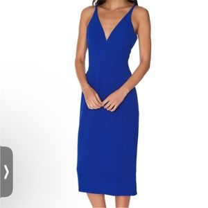 Dress The Population Lyla Midi Dress in Cobalt Blue